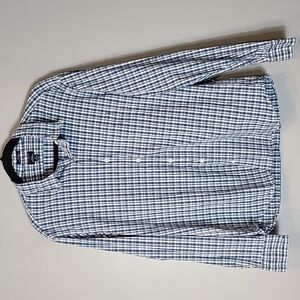 J.Crew Slim Untucked-fit printed‎ flex button down casual shirt Heritage Blue XL